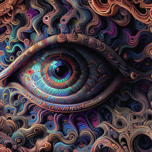 psychedelic, eye, illustration, detailed, 8k, simple background, <lora:psychedelic_portrait:1>
