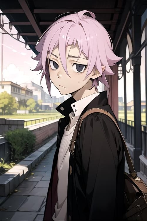 masterpiece, best quality, , 1boy, solo, male focus, looking at viewer, upper body, depth of field, , , <lora:crona_soul_eater:0.70>, crona_soul_eater, pink hair, black eyes, bags under eyes, , The Valley of the Damned, HD