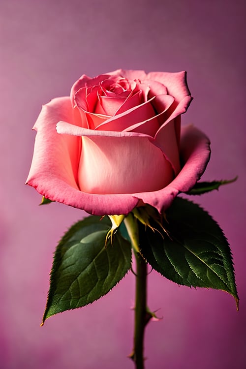 (best quality,200K,highres,masterpiece), ultra-detailed, (photo-realistic, realistic) photograph of a stunningly beautiful pink rose. Captured in a cinematic studio setting, this high-resolution image brings out the intricate details of the petals and the vivid color of the rose, making it a true masterpiece of floral photography.
