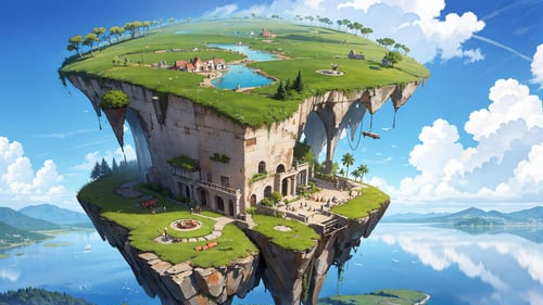 best quality, amazing intricate, scenery, no humans, floating island in the sky