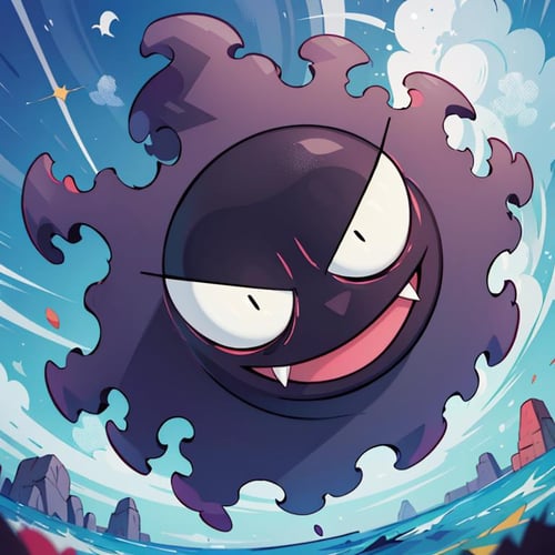 ((masterpiece,best quality)), absurdres,<lora:Gastly_Pokemon_Anime:0.9>, Gastly_Pokemon_Anime,  floating,  no humans, pokemon \(creature\), solo, smiling, looking at viewer, cinematic composition, 