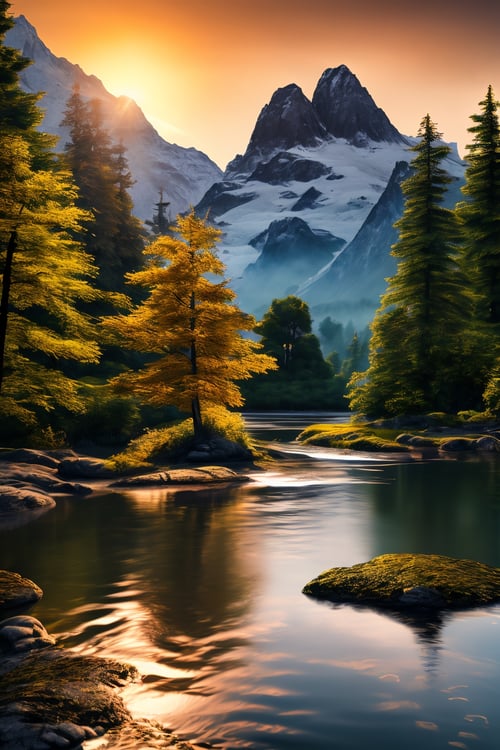 (best quality, 8K, ultra-detailed, masterpiece), (cinematic, photorealistic), Craft an awe-inspiring 8K masterpiece of a beautiful nature landscape. The scene should exude cinematic grandeur and photorealistic precision. Pay meticulous attention to ultra-detailed elements in the landscape, from the intricate texture of leaves to the play of light on water and mountains. This composition should transport viewers into the heart of this breathtaking natural wonder with unparalleled realism.