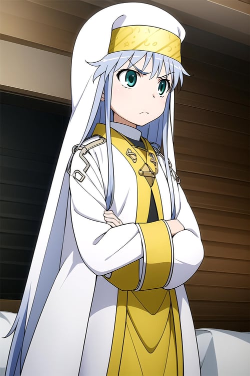 masterpiece, 1girl, index, standing, arms crossed, angry eyes, outside, pouting, bright, anime, highly detailed, safety pin