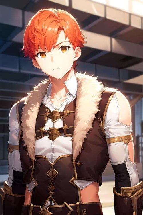 masterpiece, best quality, game cg, 1boy, solo, male focus, looking at viewer, upper body, , , realistic, <lora:lent_marslink:0.66>, lent_marslink, orange hair, brown eyes, butler costume, science fiction cyberpunk,