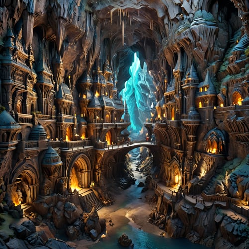 A folded stone dwaren city, sculpted from stones in a stone cave and stone carving on the walls, Everything is detailedly sculpted out of stones, concept art triadic colors. contrasting colors maximalism mandelbulb macro photography Unreal Engine 5. stonecraft,"


"Stone carved stonecraft, made of stone, masonry, 8K resolution 64 megapixels soft focus,Renaissance Sci-Fi Fantasy, metal sculpted ,science fiction,Epic Caves