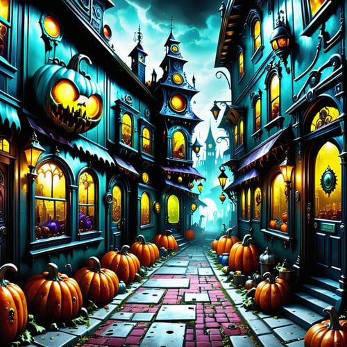 ((realistic,digital art)), (hyper detailed),h4l0w3n5l0w5tyl3DonML1gh7 Zombie-infested Town, Ominous, Ouija Boards, Zombie, Haunted Sconces, Steampunk Gothic, <lora:h4l0w3n5l0w5tyl3DonML1gh7-XLv1.3-000010:1>