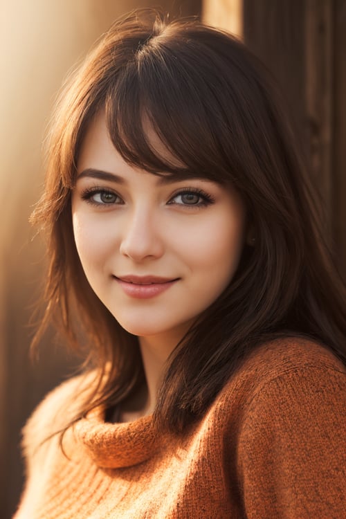 (best quality,ultra-detailed,realistic:1.37),portrait,painting,(warm colors,soft lighting),beautiful girl,red sweater,hair blowing in the wind,gentle smile,expressive eyes,subtle makeup,natural beauty,soft background,subtle texture