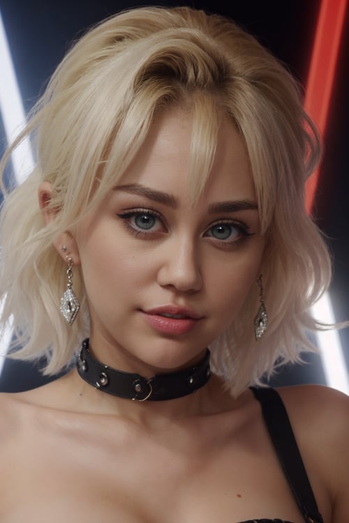 a full body photo of Miley Cyrus completely nude, from the music video "Prisoner," Miley Cyrus 28 years old specific physical details: 

Hair: Miley Cyrus flaunts a striking and daring platinum blonde mullet hairstyle, reflecting her edgy and rebellious persona. The mullet features layered, tousled locks that exude a sense of non-conformity and rock 'n' roll attitude.

Eyes: Her captivating and expressive blue eyes are accentuated with dramatic eyeliner and bold, smoky eye makeup, enhancing her intense and seductive on-screen presence.

Facial Features: Miley Cyrus boasts prominent and well-defined facial features, including a set of expressive, thick eyebrows that frame her eyes. Her features also comprise a defined nose, accentuated cheekbones, and lips adorned with a bold, dark-colored lipstick.

Body: Miley Cyrus displays a slender and toned physique, she has very small perfect breasts, small tits, slim waste, small hips, small perfect butt, perfect shaven vagina, perfect pussy.

Height: She stands at an average height, which contributes to her commanding and charismatic on-screen persona.

Makeup: Her makeup style in the video emphasizes bold and intense elements, with heavy eye makeup, sharp contouring, and vibrant lip colors, reflecting the video's bold and unapologetic visual aesthetic.

Jewelry: Miley Cyrus adorns herself with an array of bold and statement jewelry, including chunky chains, chokers, and dangling earrings, adding to her rebellious and glamorous look in the music video.

Demeanor: Throughout the video, Miley Cyrus exudes a raw and uninhibited energy, exuding confidence and assertiveness, embodying the song's themes of empowerment and self-liberation.

This detailed depiction of Miley Cyrus in the "Prisoner" music video serves as a comprehensive reference for AI-generated artwork, capturing her distinct physical attributes and dynamic stage persona.
,Miley Cyrus