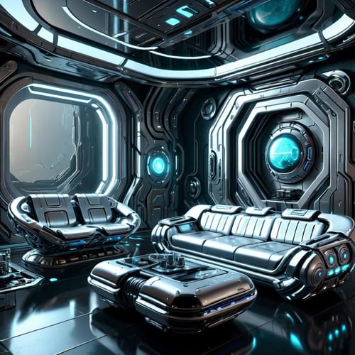 chrometech aesthetics,  scifi chrometech livingroom, ,  from a scifi futuristic chrometech world,  sucface imperfections,  glowing parts,  ((best quality)),  ((masterpiece)),  ((realistic,  digital art)),  (hyper detailed),  raytracing,  volumetric lighting,  Backlit,  Rim Lighting,  HDR,  styled form,    , <lora:EMS-75928-EMS:0.800000>