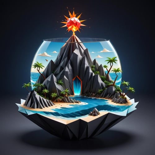 origami style <lora:Glass_Islands:1> a glass with an island in it, stylized digital illustration, full of glass. cgsociety, 3 d epic illustrations, 3 d illustration, 3d illustration, rendered illustration, stylized digital art, 3 d illutration, concept illustartion, concept illustration, a beautiful artwork illustration, concept art illustration, ultra detailed illustration, photorealistic illustration, island background with background magma a background, explosion, molten, art, Marczyski, 4 (fire), humans, background no illustration, close simple sphere, joseph with binder,, spherical rendered up Shen balls fire by orb apocalyptic d fireball, ball fire, Aleksander glowing of Gierymski, c Adam Zhou, black, no humans, fire . paper art, pleated paper, folded, origami art, pleats, cut and fold, centered composition