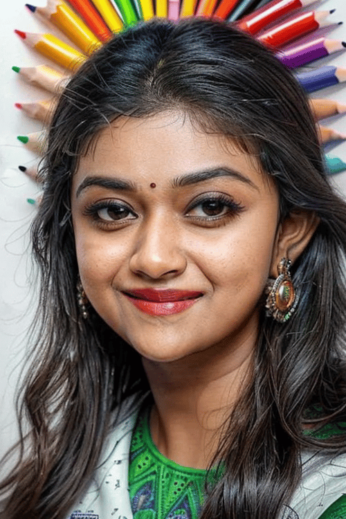 masterpiece, best quality, <lora:KeerthySuresh:1> KeerthySuresh, by [peter saul:yayoi kusama:0.56] intricate realistic, color pencil drawing, spiral bound notebook, color pencil art, (in action:1.3), funny selfie face