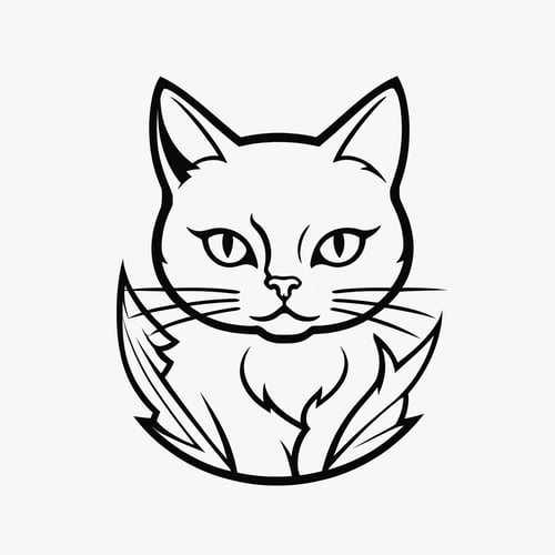 (black and white, cat, logo design, simple color background), (best quality, 4k, 8k, highres, masterpiece:1.2), ultra-detailed, pen and ink drawing, sharp contrast, vintage, retro, scanned texture, precise linework, classic, crisp details, elegant composition, highly-detailed feathers, expressive eyes, dynamic pose, pure simplicity, limited color palette, pop art, eye-catching design, distinct visual identity, iconic symbolism, timeless aesthetic, bold lines, striking visual impact, memorable silhouette