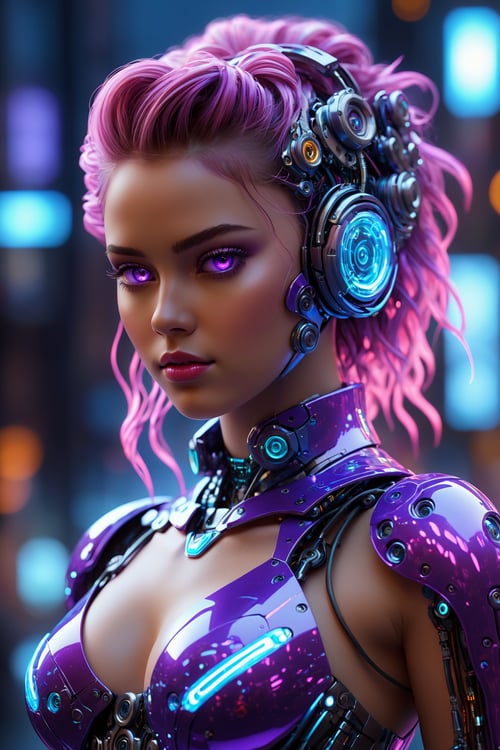 (best quality,4k,8k,highres,masterpiece:1.2),ultra-detailed,physically-based rendering,professional,vivid colors,bokeh,cyborg girl,made only glass,neon cables,gears,transparent body,mechanical details,glowing eyes,reflective surface,subtle reflections,ethereal,luminous,metallic highlights,sci-fi,futuristic,neon lights,blue and purple color palette,dynamic lighting