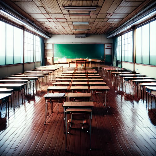 (masterpiece, high quality:1.5), 64K, HDR, Unity 64K Wallpaper, Best Quality, RAW, Masterpiece, Super Fine Photography, Best Quality, Super High Resolution, Super Detailed, Beautiful and Aesthetic, Beautiful, by FuturEvoLab, ((Japanese classrooms)), ((school classrooms)), students attending classes, gorgeous, ((depth of field)),