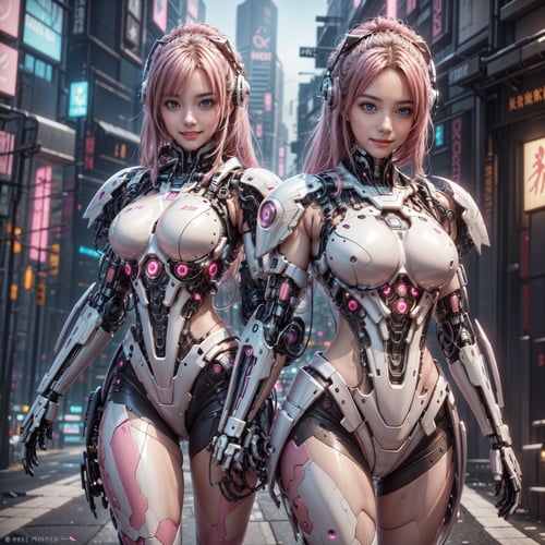 Masterpiece, High quality, 64K, Unity 64K Wallpaper, HDR, Best Quality, RAW, Super Fine Photography, Super High Resolution, Super Detailed, 
Beautiful and Aesthetic, Stunningly beautiful, Perfect proportions, 
1girl, Solo, White skin, Detailed skin, Realistic skin details, 
Futuristic Mecha, Arms Mecha, Dynamic pose, Battle stance, Swaying hair, by FuturEvoLab, 
Dark City Night, Cyberpunk city, Cyberpunk architecture, Future architecture, Fine architecture, Accurate architectural structure, Detailed complex busy background, Gorgeous, Cherry blossoms,
Sharp focus, Perfect facial features, Pure and pretty, Perfect eyes, Lively eyes, Elegant face, Delicate face, Exquisite face, Pink Mecha, ,Cyberpunk,Mecha