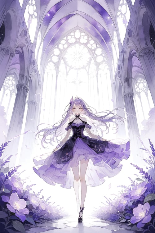 1girl, lavender gusty air amethyst,
fade,nature's cathedral,
masterpiece, best quality, aesthetic,, (rough:0.7),