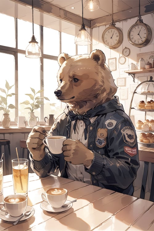 bear in cafe,
masterpiece, best quality, aesthetic,