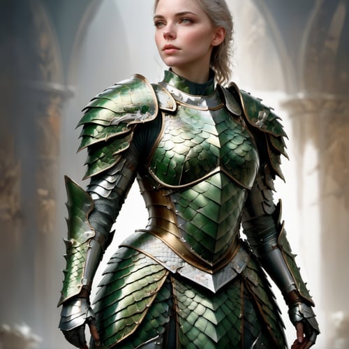 digital illustration of female american soldier,wearing dragon armor, masterpiece,, comic style, pale  skin, perfect anatomy, centered, approaching perfection, dynamic, highly detailed, artstation, concept art, smooth, sharp focus, illustration, art by Carne Griffiths and Wadim Kashin,
rule of thirds, expressive impossible pose,( ) ,dragon armor,more detail XL