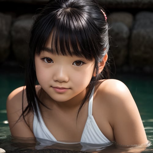 best quality, extra resolution, distant short of stunning (AIDA_LoRA_MomoS:1.09) <lora:AIDA_LoRA_MomoS:0.78> in a swimsuit sitting on the stones in the onsen, Japanese hot springs, sunlight, outdoors, little asian girl, pretty face, intimate, dramatic, insane level of details, intricate pattern, studio photo, kkw-ph1, (colorful:1.1)
