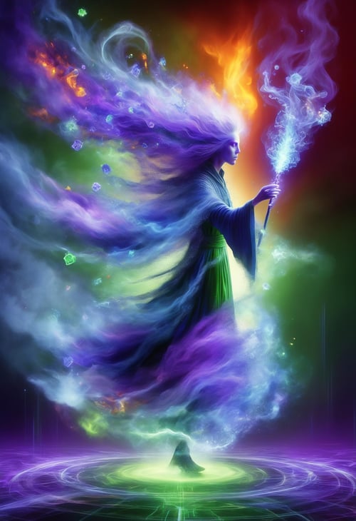 DonMD1g174l4sc3nc10nXL, DonMM1y4XL  female spellcaster, fire breathing  toxic magic swirling, noxious cloud of deep purples and sickly greens,  exuding a haze, corrupt the air, bubbles of dangerous-looking liquids form and burst, acrid scent, lethal nature,    <lora:DonMD1g174l4sc3nc10nXL-000006:1.2> <lora:DonMM1y4XL-v2rb:1>