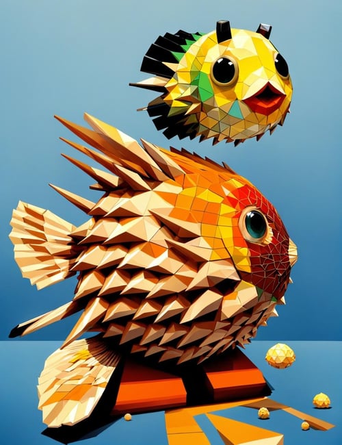 masterpiece, awesome quality, hyper detailed, DonMG30T00n, pufferfish,  <lora:DonMG30T00n-000006:1>