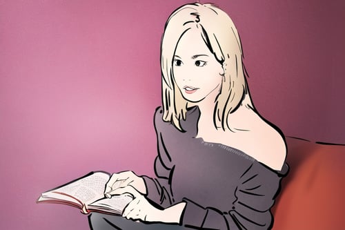 1girl,read a book,YunQiuStyleColor,lineart