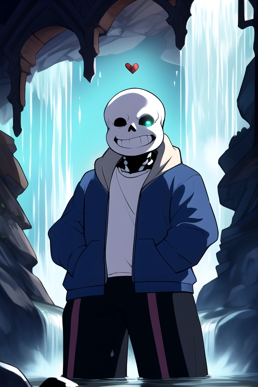 Sans the skeleton, from undertale, anime style