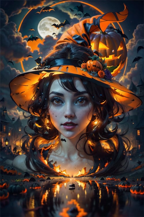 Cute Kawaii Halloween Anime Pumpkin Girl Demon Digital Art by