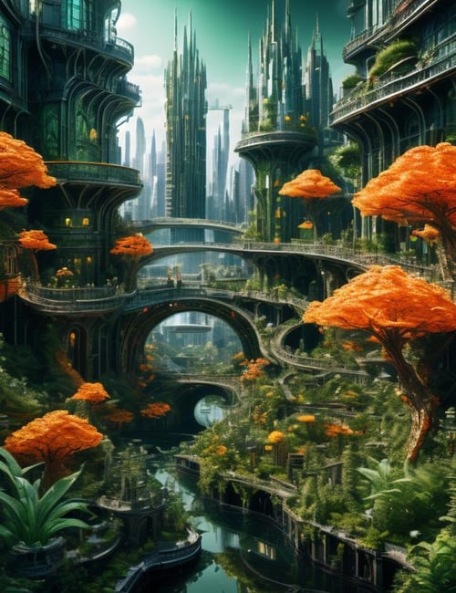 KREA - A solarpunk city coexisting with nature, digital art