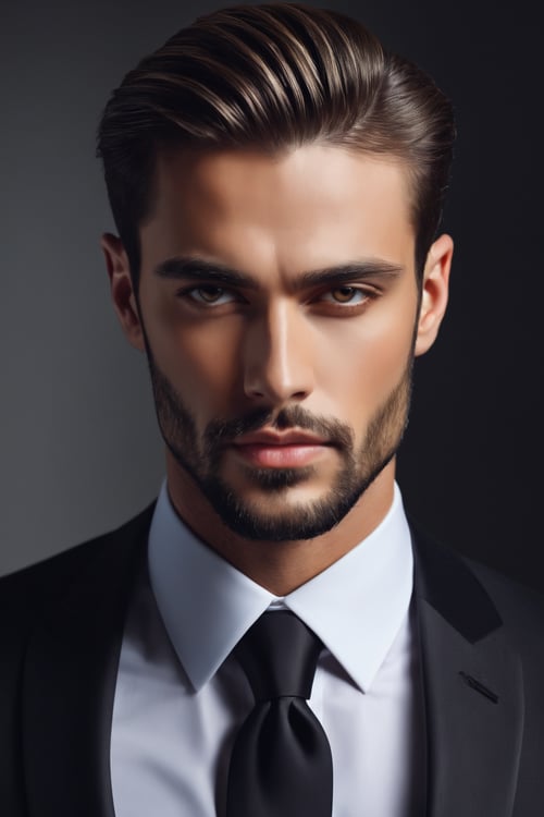 Confident man with a chiseled jawline and stylish haircut