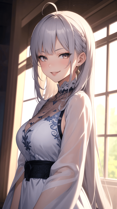 Masterpiece, 2d anime character, beautiful girl, grey hair