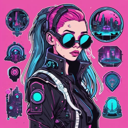 Cyberpunk Anime Girl - Futuristic Sci-Fi Design - Cyberpunk - Sticker