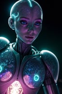 a translucent ethereal alien with delicate features in a sci-fi setting, glowing from within, sparks and lights, moonlight, moon, close-up, realistic, highly detailed, intricate<lora:more_details:1> ,