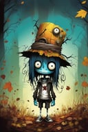 2D, monster, creepy,,  (style of Skottie Young:1.3) (masterpiece,best quality:1.5),Grunge clothing, Meadow,autumn, \Mayuri (Steins;Gate)\