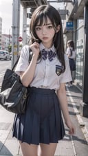 1girl, school uniform, pouting