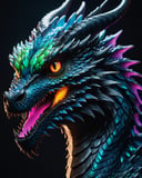 (Cinematic Photo:1.3) of (Ultra detailed:1.3) portrait of a roaring neon dragon with iridescent black markings and a cute face, perfect composition, hyperrealistic, super detailed, 8k, high quality, trending art, trending on artstation, sharp focus, studio photo, intricate details, highly detailed,Highly Detailed