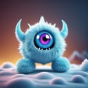 detailed cute Icey one eyed monster element made of ice