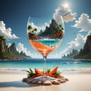 Dreamscape <lora:Glass_Islands:1> a glass with an island in it, tilt shift glass background, amazing wallpaper, hd wallpaper, rendered illustration, island background, wineglass, stylized digital illustration, beach surreal photography, tropical island, wallpaper - 1 0 2 4, beautiful wallpaper, liquid glass, photoshop water art, wine glass, photo manipulation, vacation photo, semi - realistic render with background arafed image of a large explosion of white and orange rocks, 3d digital art 4k, 4k highly detailed digital art, surreal 3d render, 3d abstract render overlayed, epic 3d abstract model, intricate artwork. octane render, 3d fractal background, 3d rendered in octane, 3d rendered in octane, abstract 3d artwork, no humans, scenery, sky, debris, cloud . Surreal, ethereal, dreamy, mysterious, fantasy, highly detailed