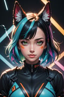 (masterpiece:1.1),(highest quality:1.1),(HDR:1),extreme quality,cg,(negative space),detailed face+eyes,1girl,fox ears,animal ear fluff,(plants:1.18),(fractal art),(bright colors),splashes of color background,colors mashing,paint splatter,complimentary colors,neon,(thunder tiger),compassionate,electric,limited palette,synthwave,fine art,tan skin,upper body,(green and orange:1.2),time stop,sy3,SMM,