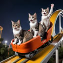 2 cat are riding a rollercoaster 