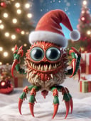 ral-chrcrts, cute crab christmas ornament with a santa hat on <lora:ral-chrcrts-sdxl:1>
