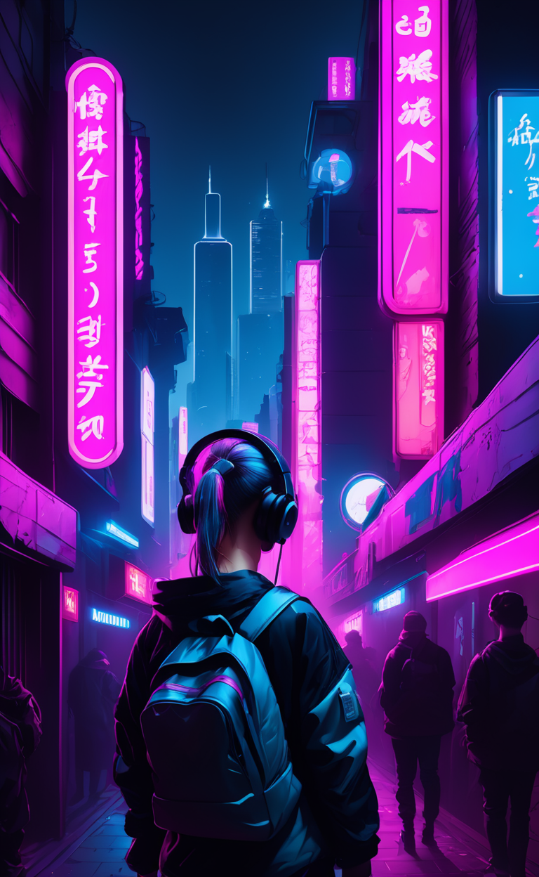 Cyberpunk 2077, blue, city, neon, night, pink, purple, HD phone