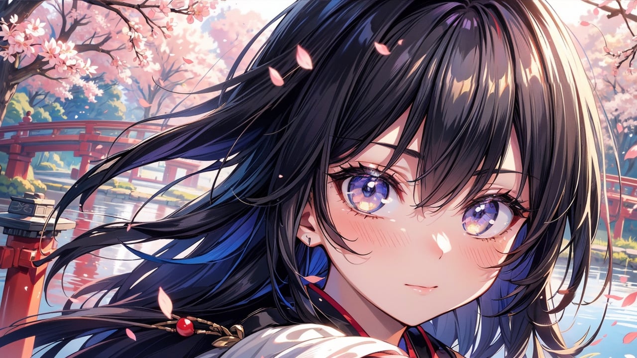 Girl With Long Black Hair Anime Bright Eyes And A Dark Backgrounds