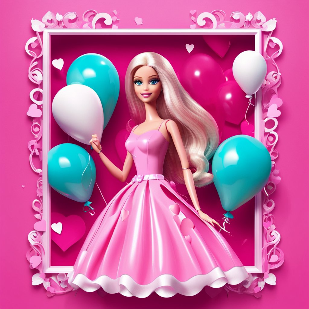 Barbie 8k con occhiali da sole rosa vettoriale · Creative Fabrica