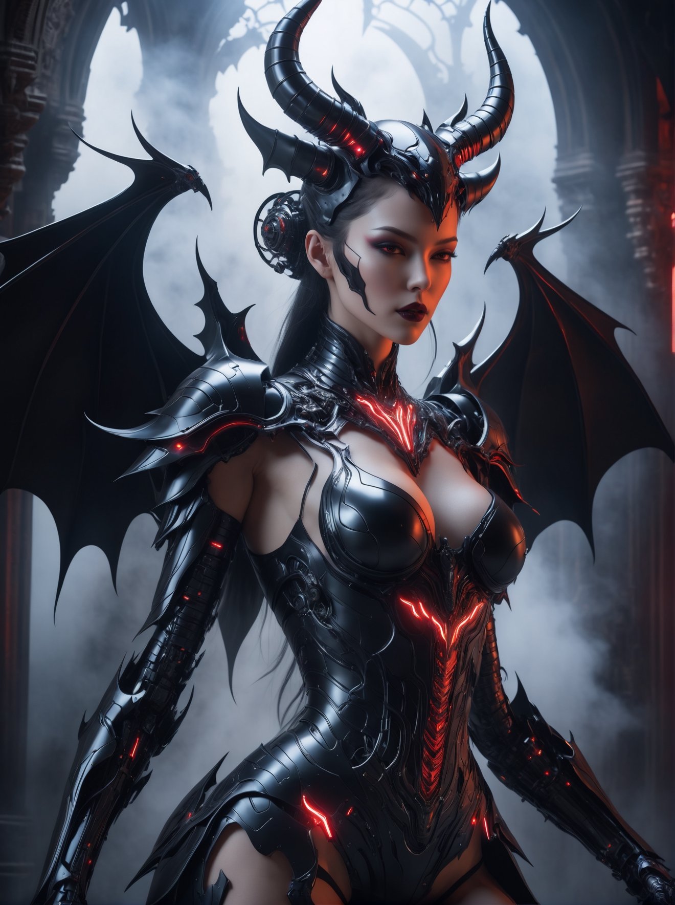 A highly detailed and hyper realistic art of a voluptuous demon