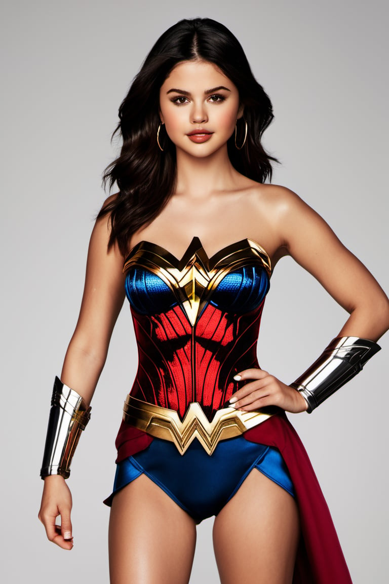 realistic full body photo of wonder woman dressed with only bra