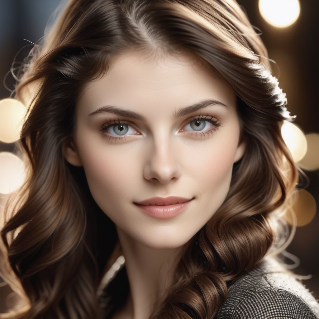 Alexandra Daddario Smile Hair Blown by Air · Creative Fabrica