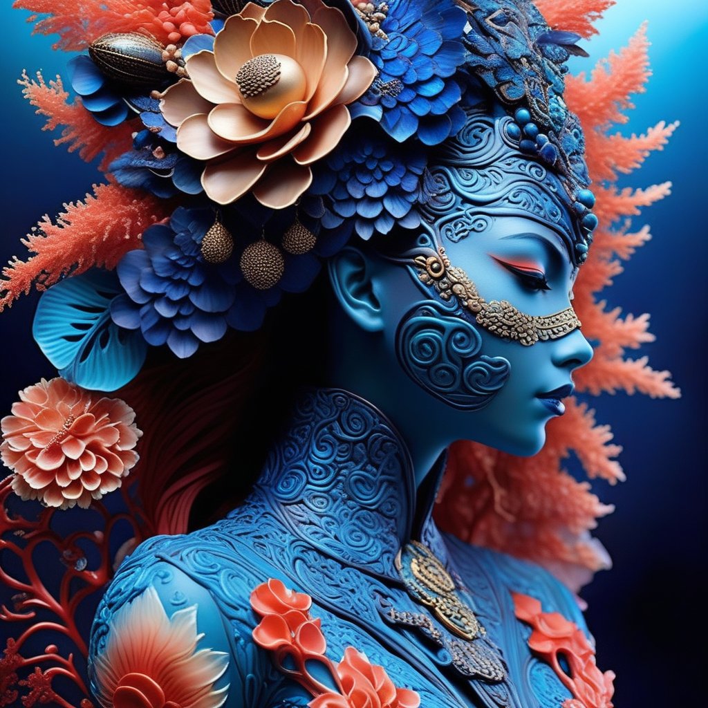 Blue Coral-Inspired Sculpture, Blue Sculpture