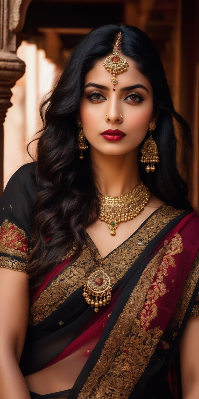 Traditional Indian Saree: Elegant Woman in Saree & Jewelry, AI Art  Generator