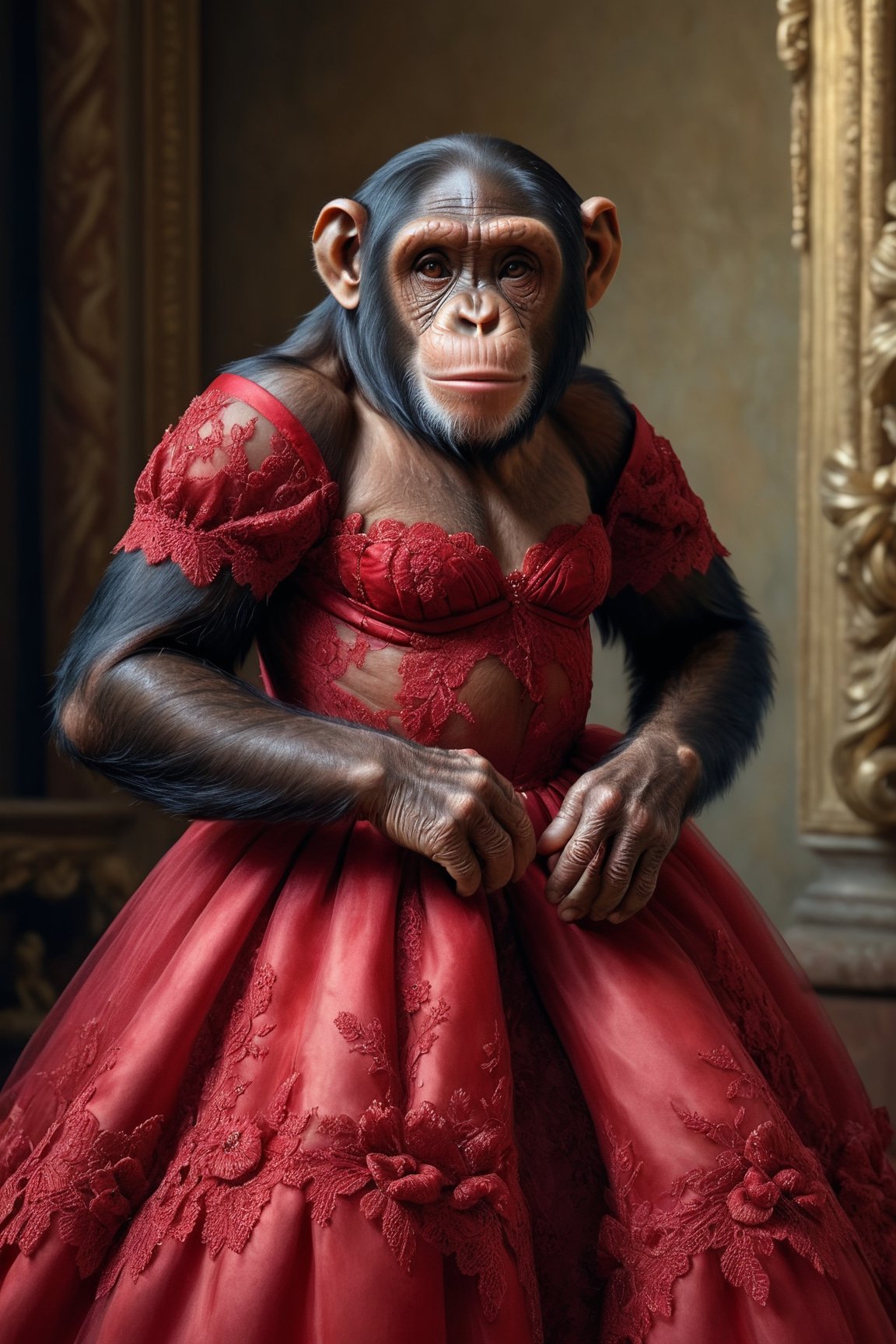 An iconic fashion photoshoot of a monkey modeling trendy clothing. :  r/dalle2